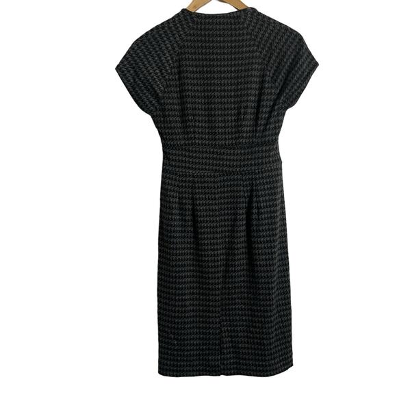 Banana Republic Black Gray Houndstooth Cap Sleeve Sheath Dress 8 Petite - Picture 5 of 6